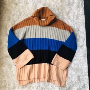 Altar'd State Multicolor Striped Cowl Neck Sweater